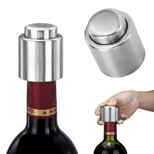 Kitchen Wine Bottle Stopper Set Stainless Steel/Silicone Leak Proof Reuseable Beer Champagne Whiskey Vacuum Sealed Plug Bar Tool