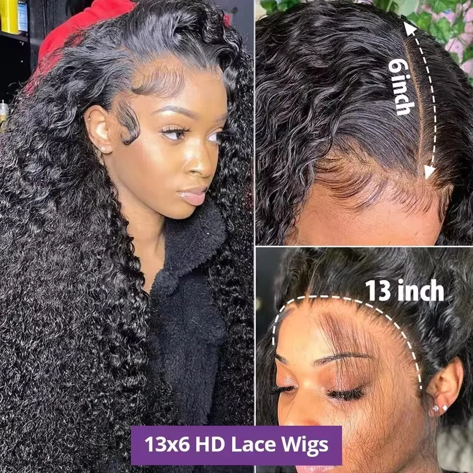 200 Density 13x4 13x6 Hd Transparent Loose Deep Wave Lace Frontal Wig Brazilian 30 40 Inch Curly Lace Front Wigs For Black Women 3