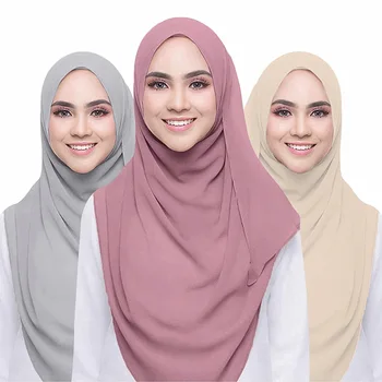 Muslim Chiffon Hijab Shawls Scarf Women Modal Jersey Hijabs Plain Soft For Woman Muslim Voile Head Wraps 13*175cm Islamic
