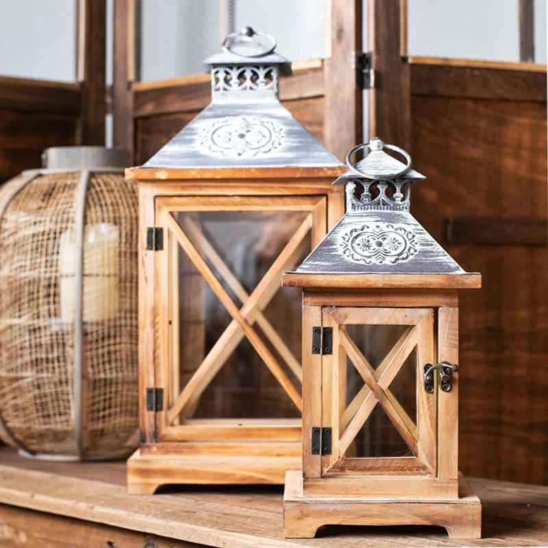 

Center Table Vintage Candle Holder Nordic Romance Design Lantern Candle Containers Wooden Luxury Velas Decoration GXR45XP