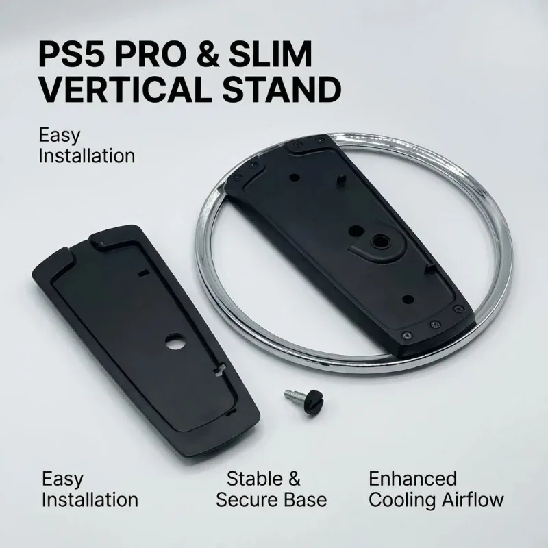 PS5 PS5 슬림 프로 콘솔용 합금 수직 스탠드, 수직 냉각 베이스 홀더, 공기 순환 개선, 과열 방지, 안정적인 기능 제공