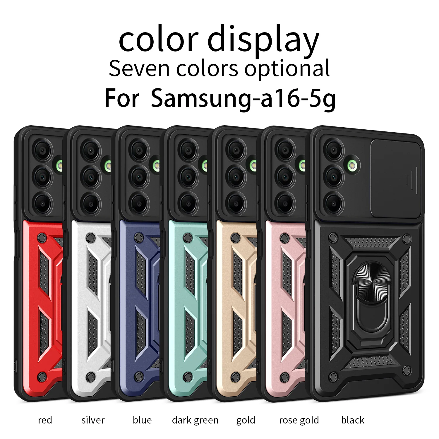 Shockproof Armor Phone Case with Magnetic Ring Stand Holder - Durable Back Cover