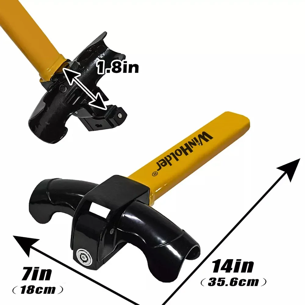 Universal Stainless Steel T-Bar Steering Lock High Security Anti-Theft Device Anti-Pry & DualGuard Keys for Car SUV Truck