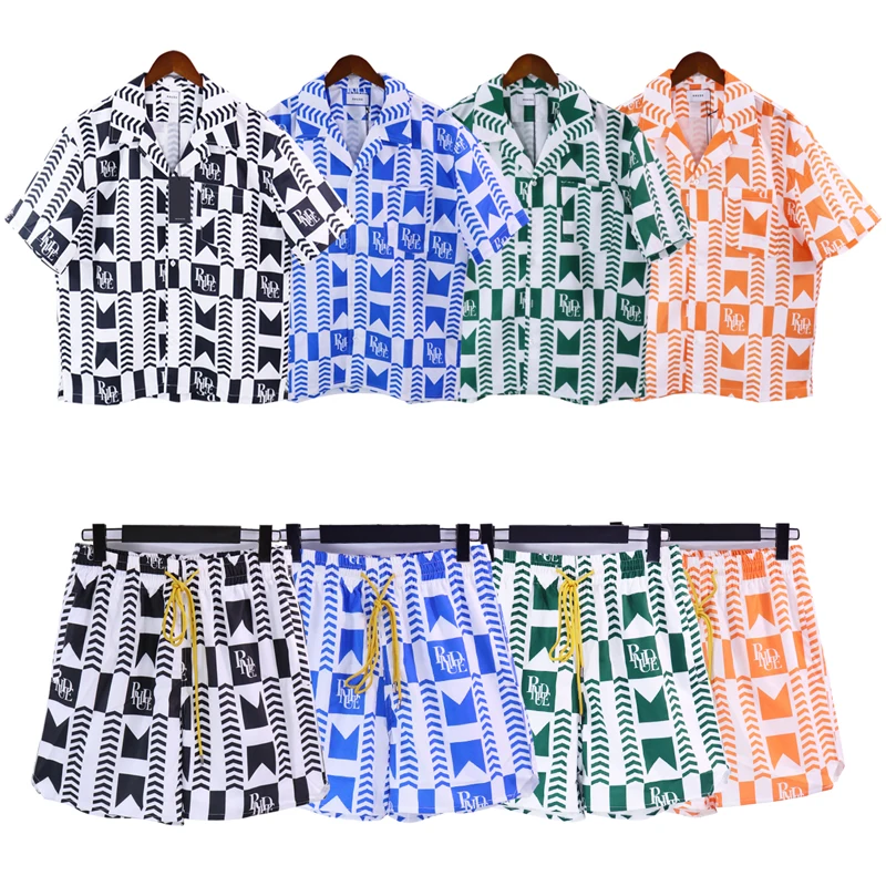 

Men's Rhude Sports Shorts Printing Logo Oversized Women's Mesh Beach Shorts