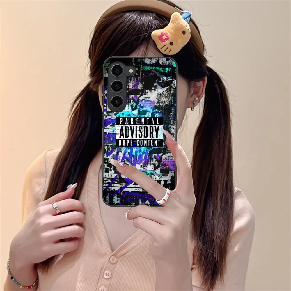 Parental Advisory Mobile Cell Phone Case For Samsung Galaxy S23 S22 S21 S20 S10 S9 Plus Fe Ultra Lite Black Phone Cover Funda