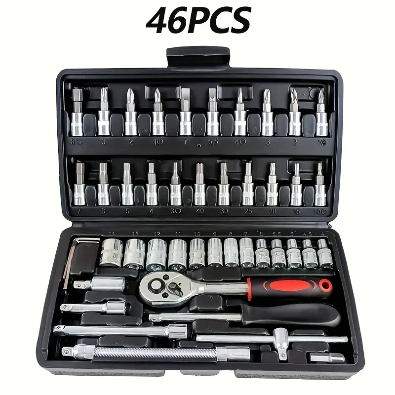Car Repair Tool Kit Airaj Car Repair Tool Kit 46/53 Piece/Set Socket Set Ratchet Torque Repairing Set Wrench Combo Auto