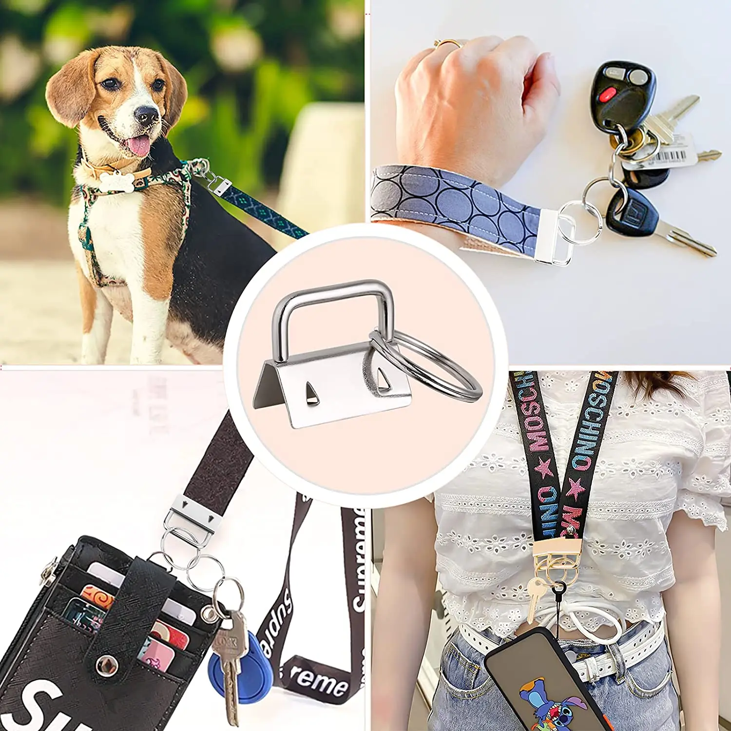 Key Fob Keychain 10Pcs 1inch Key Fob Keychain Hardware Kit DIY for Wristlet Clamp Bag Cell Phone Docorate Wallet Key Lanyard Making Install Easy