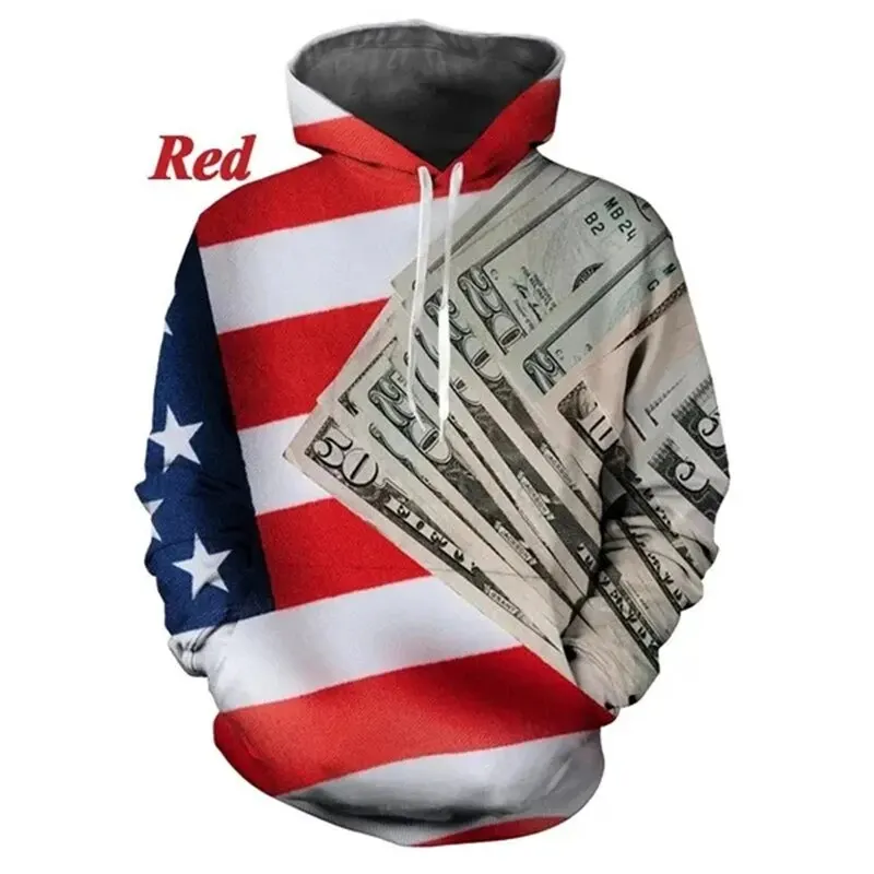 thumbnail image 1 of Sudadera con capucha con estampado 3D de dólar divertido para hombre y mujer, sudadera con capucha gráfica informal personalizada, sudadera holgada de gran tamaño para hombre, 1 of 5