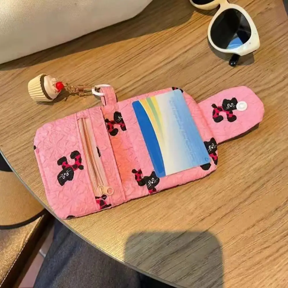 Casual Canvas Cute Animal Coin Purse Cat/Bear/Lamb Multi Layer Wallet Pouch Cartoon Mini Card Holder Earphone