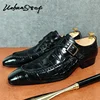 Luxury Brand Men Leather Shoes Slip-On Black Crocodile Print Woven Pattern Loafers Mens Dress Shoes Wedding Office Shoes For Men 1
