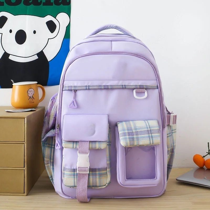 Large Capacity School Bag Waterproof Stress Relief Student Backpack Lightweight Shoulder Backpack Junior And High School Girls 3
