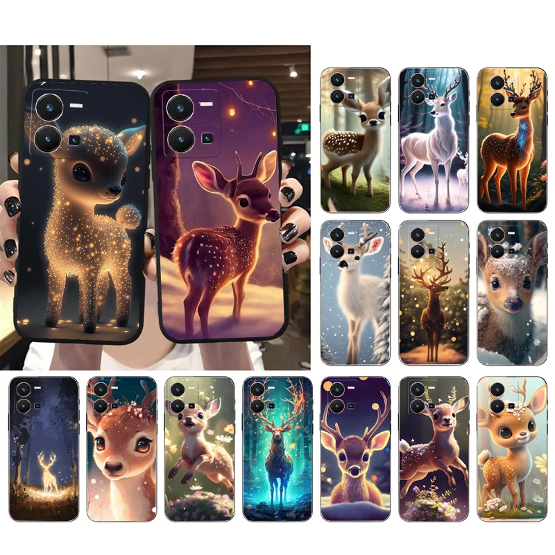 

Cute Deer Animal Phone Case For VIVO Y31 Y21 Y77 Y76 Y35 Y55 Y53S Y15S V21 V21E V20SE X50 X60 X70 Pro Plus Funda