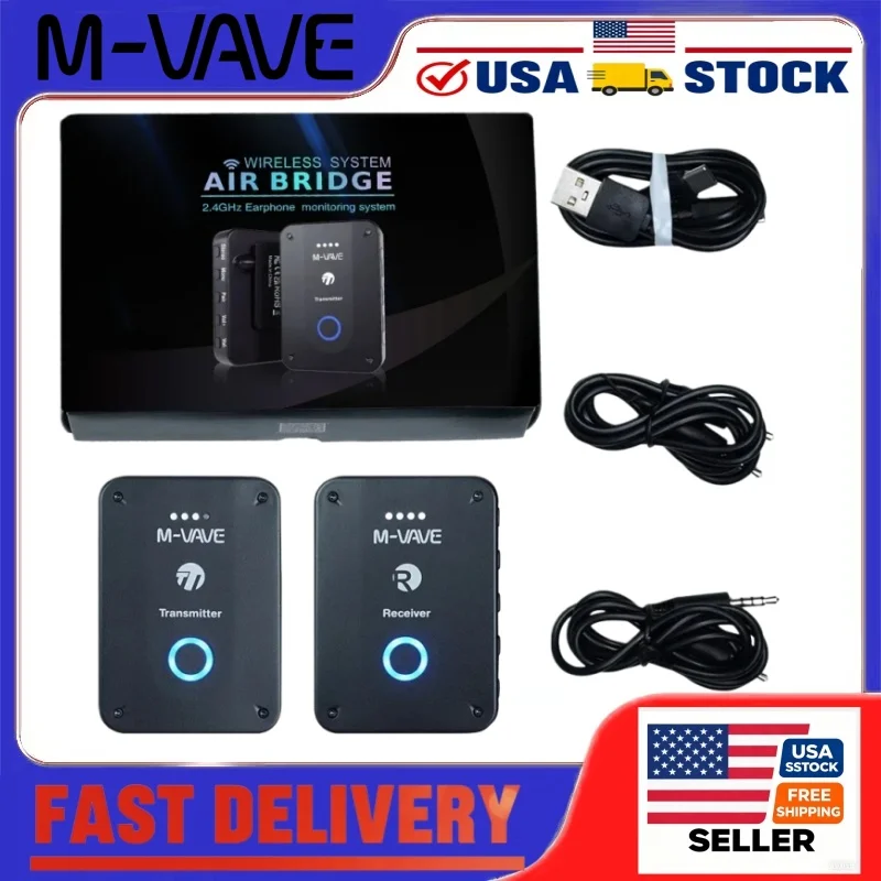 M-VAVE WP-9 Wireless In-Ear Monitor System 2.4G Rechargeable Transmitter Receiver 24bit/48KHz for Guitar Bass Stage Performance