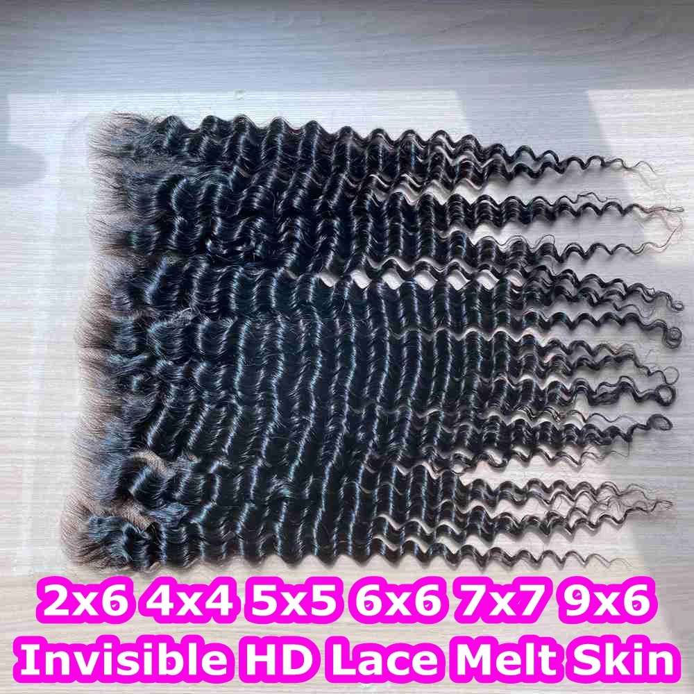 SKINLIKE Real HD Lace Frontal 13x6 Melt Skins Pre Plucked Deep Wave Invisible 6x6 HD Lace Closure Only Deep Wave Remy Human Hair