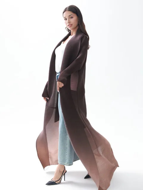 Designer Abaya Miyake Pleated Gradient Turndown Collar Lantern Long Sleeve Jacket 3 Designer Abaya Miyake Pleated Gradient Turndown Collar Lantern Long Sleeve Jacket 3