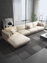  Silver antibacterial and antifouling technology fabric sofa Nordic minimalist living room small apartment fabric sofa 