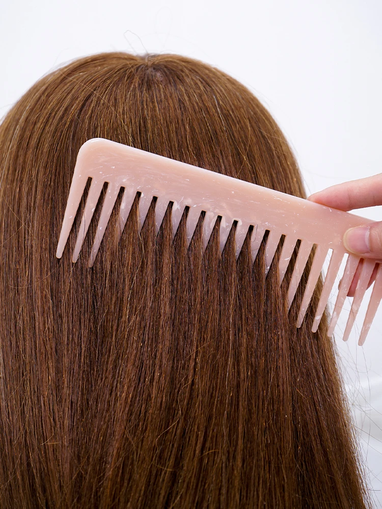 Cute Pink Hair Comb Marble Big Wide Tooth Comb Simple Texture Hairdressing Hairbrush Female Anti-static Detangler Brush Set 6