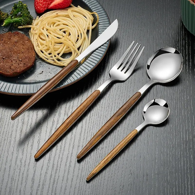 4pcs Stainless Steel Imitation Wooden Handle Cutlery Set Dinnerware Clamp 2 4pcs
  Stainless Steel Imitation Wooden Handle Cutlery Set Dinnerware Clamp - Image 2