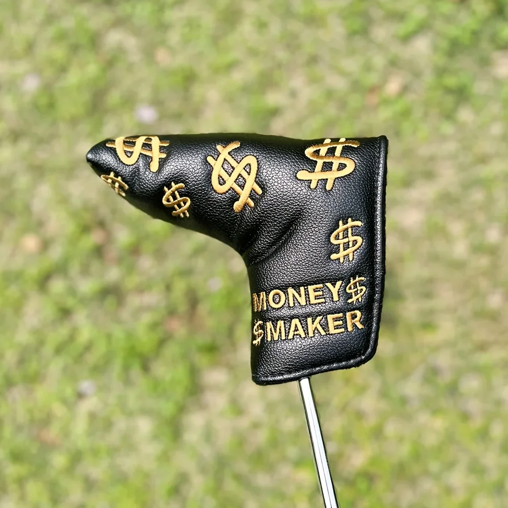 1pc Fashionable Embroidered Golf Putter Cover, Golf Club Head Covers With Dollar Design 2