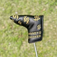 1pc Fashionable Embroidered Golf Putter Cover, Golf Club Head Covers With Dollar Design 2