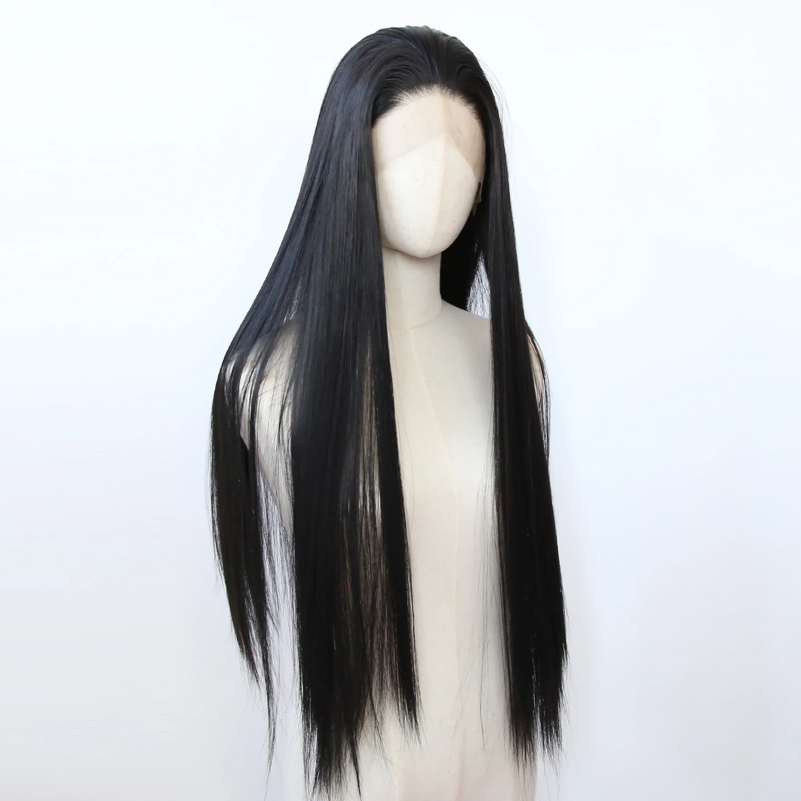 Synthetic Lace Front Wig Long Straight Jet Black Lace Front Synthetic Wig Pre Plucked Natural Hairline lace front wig