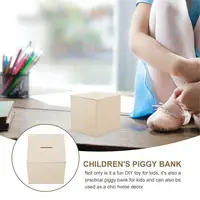 3Pcs Painted Saving Bank Wood Money Box Diy Wooden Saving Bank Kids Coin Storage Jar Multi Function Piggy Bank Home Decor 2