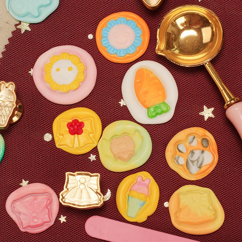 

Ice Cream Rabbit Wax Seal Cartoon Cute Fire Seal Children Make Ledger Seal Special Brass Material Embossed Brand