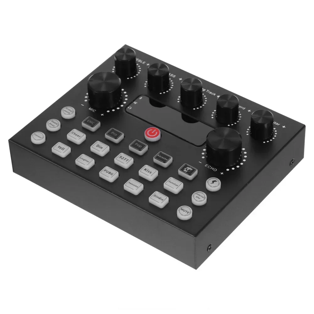 Sound Card Live Streaming For PC Computer IPhone Broadcasting V8S Sound Card with 10 Sound Effects 3 Inputs Mic Input