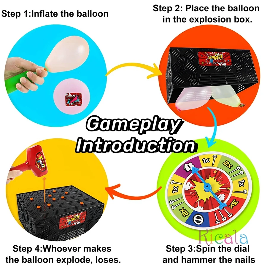 Deluxe Wack A Balloon Board Game Family Night Interactive Strategy Game Ages 3-6 Engaging Solo Multiplayer Experience for Party