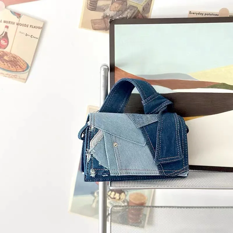

2023 New Vintage Underarm Bag Large Capacity Deformable Denim Stitching Casual Commuter Designer Crossbody Box Bags for Women