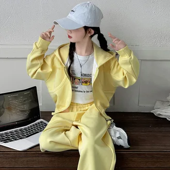 2026 autumn teenager girls Suit Clothes Bat crop Top jacket hooded & wide leg Pants tracksuit 4 5 8 10 11 12 14 Years Child set 1