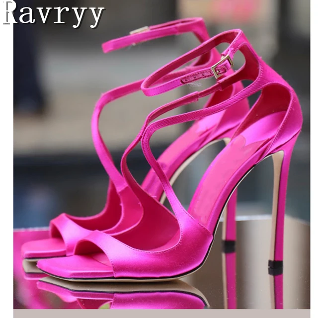 Pink Patent Feather High Heel Sandals | Womens | 5.5 (Available in 9, 8.5, 7.5, 5) | Lulus Exclusive | High Heels | Anklestrap & Anklewrap Sandals