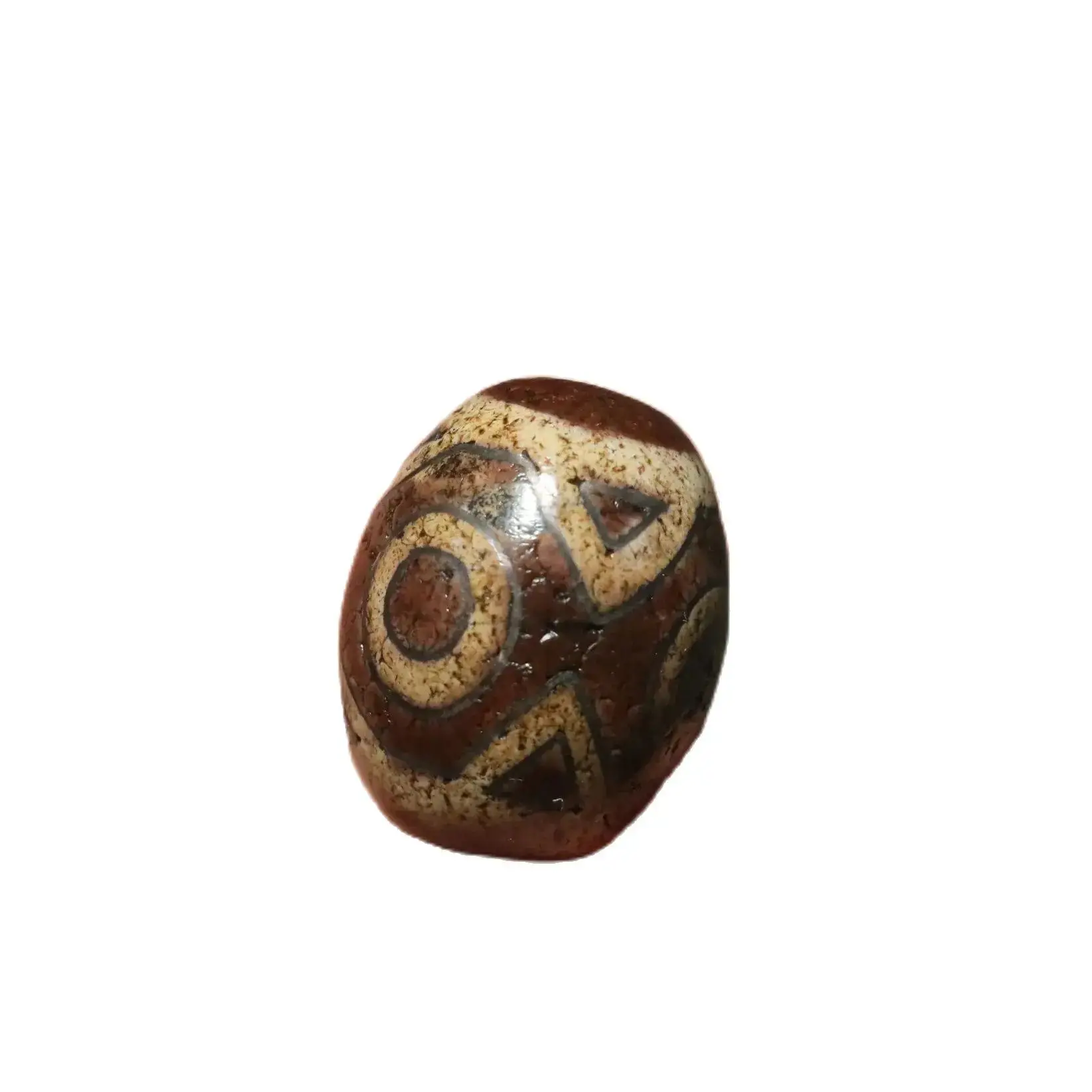 

Treasure Unique Ultra Magic Power Tibetan Old Agate Tiger Tooth 3 Eyed Silver Inlay Daluo Dzi Bead R 5A $$$ Timestown UPD22