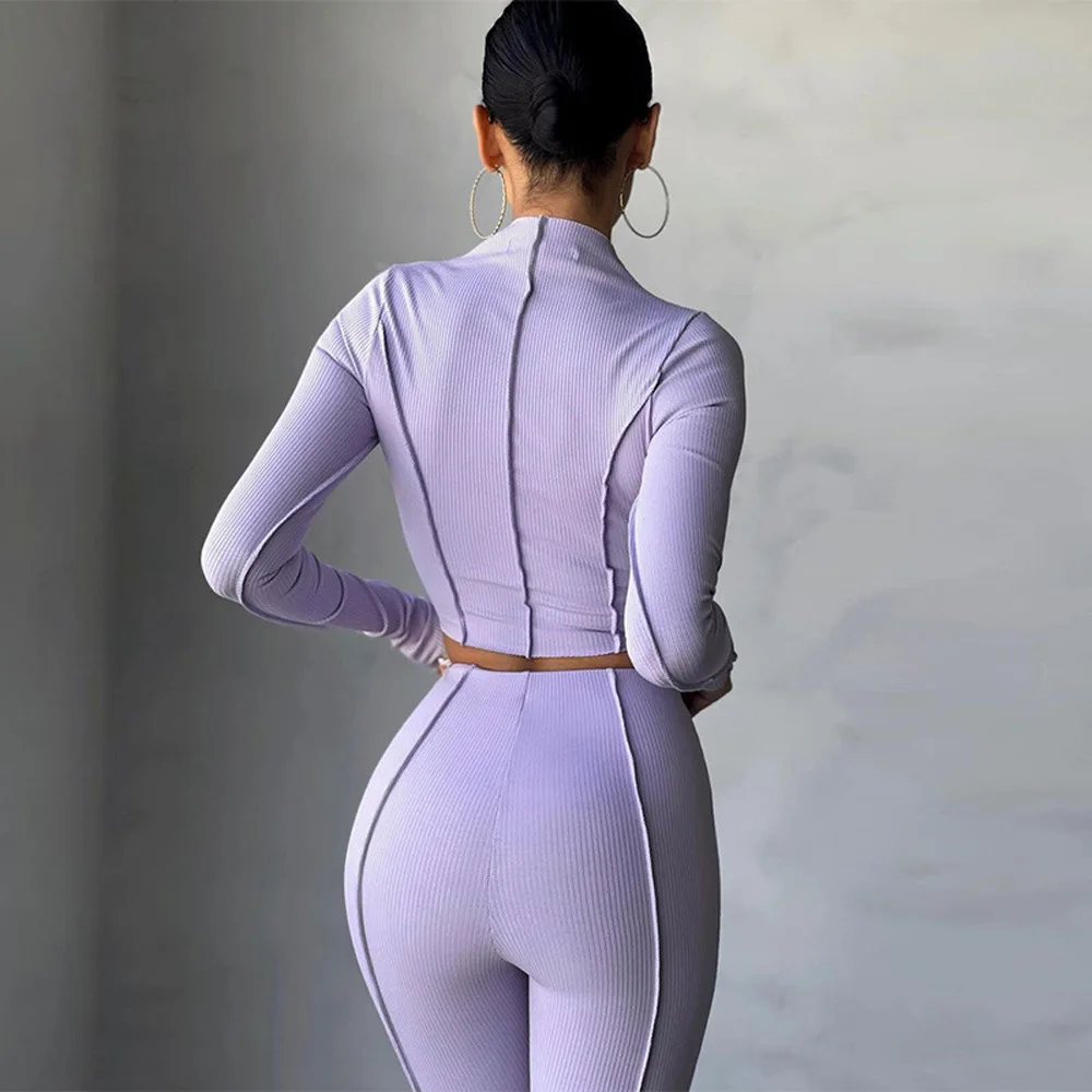 

2023 Spring European-American Pant Sets for Women with High Waist Slim Design and Reverse Wear Womens Two Peice Sets
