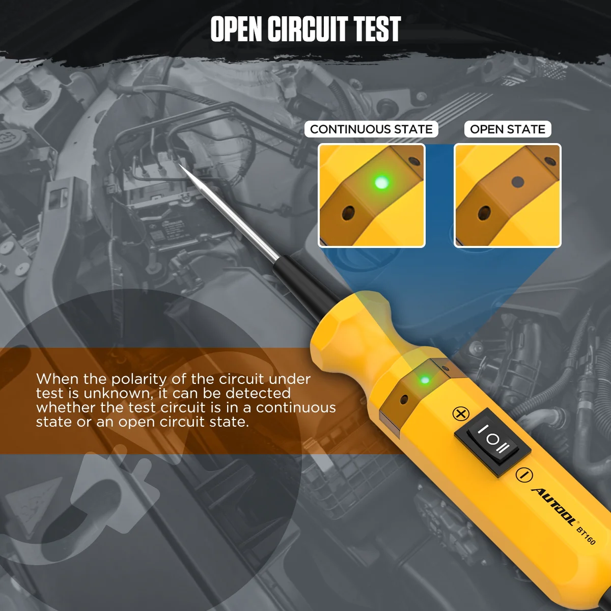Autool bt160 auto schaltung elektrischer tester leistungs sonde 12 24v diode kontinuierliche sensor messung schnelle position ierung diagnose – Detail 4