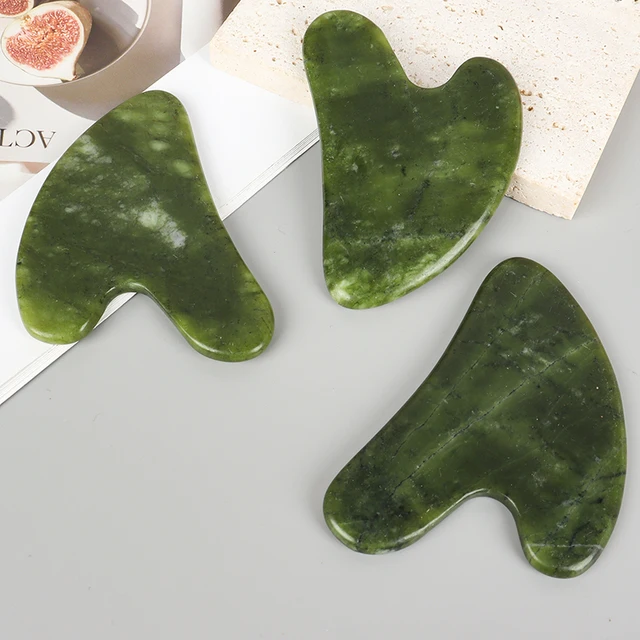 Helu Jade Gua Sha Tool Xiuyan Jade Heart-shape Massager Neck Massage Guasha Beauty Product Skin Care health Tool 4 Helu Jade Gua Sha Tool Xiuyan Jade Heart-shape Massager Neck Massage Guasha Beauty Product Skin Care health Tool 4