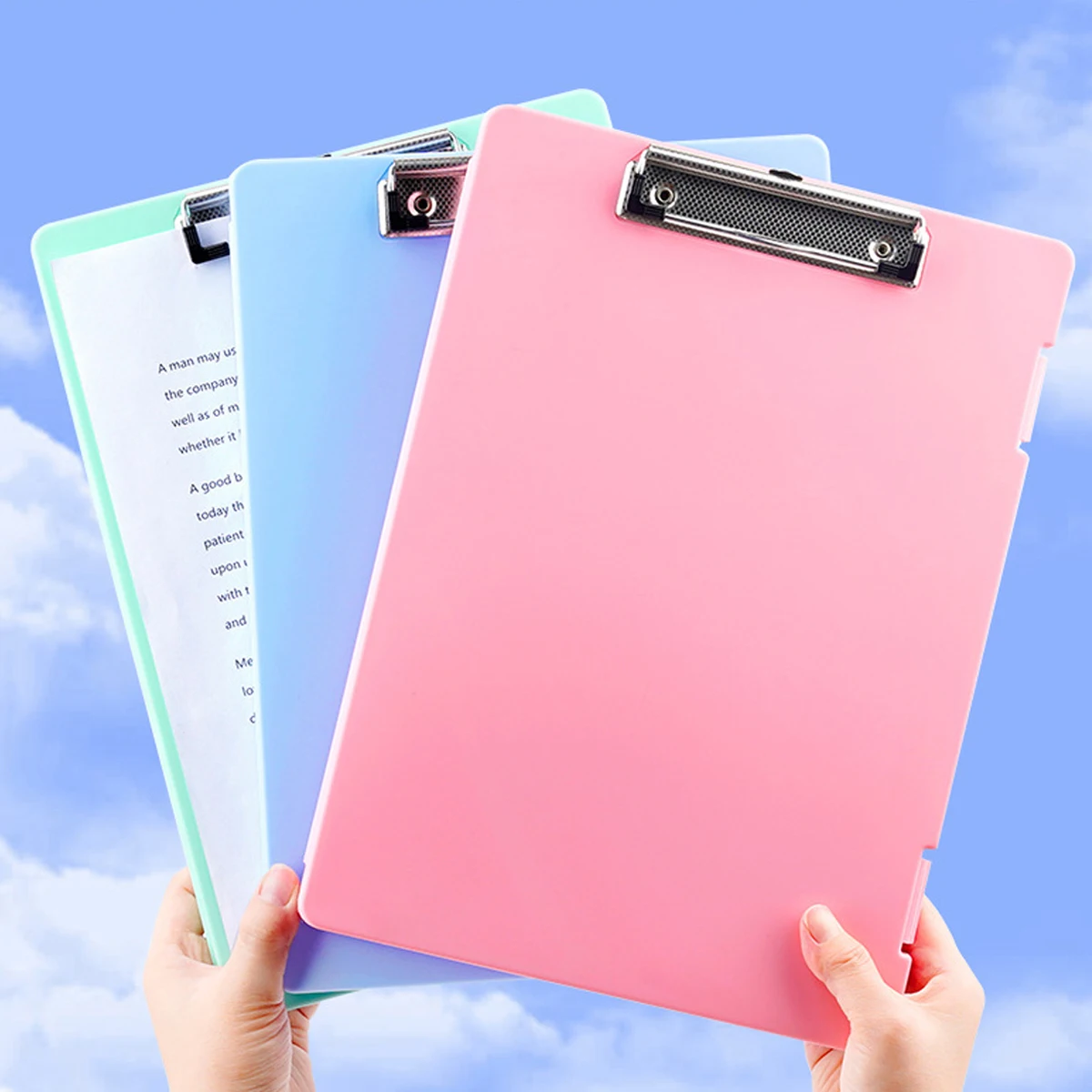 File Box A4 Data Box with Board Clip Study Office Universal Storage Test Paper Two in One PP Plastic Morandi Color Series
