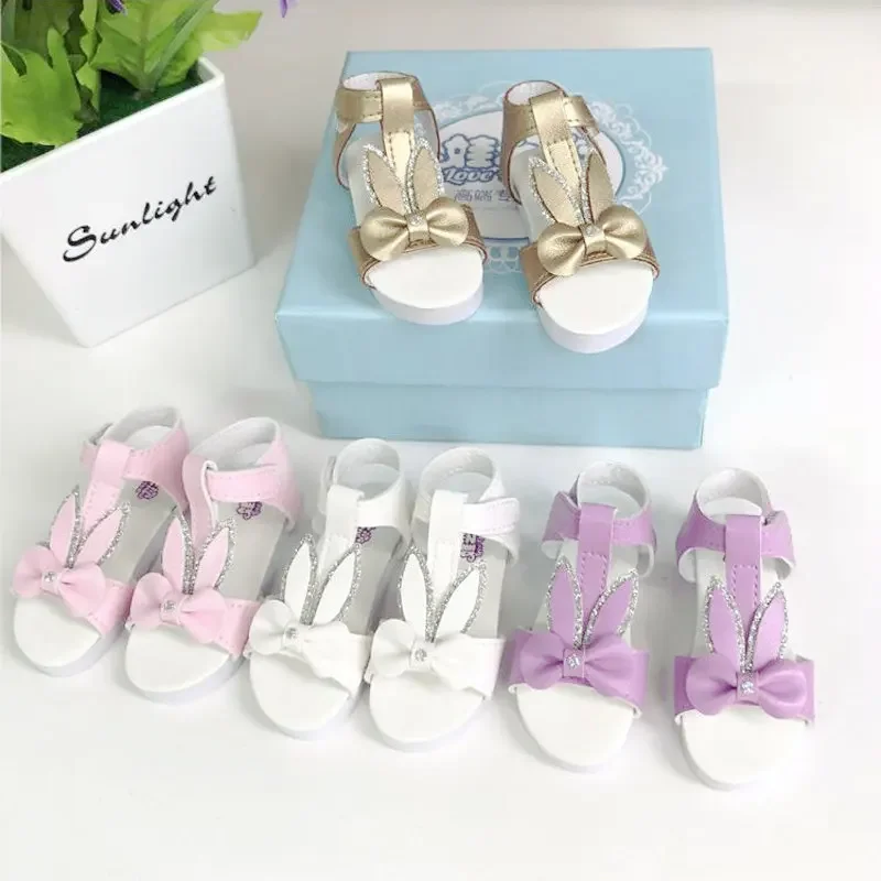 Mini Fashion Leather Sandals Girl Doll Shoes for 7cm Foot 1/3 Bjd Dolls Accessories stripe splicing baby girl sandals shabby chiffon flower shoes cover barefoot infant toddler shoes 20 pairs per lot