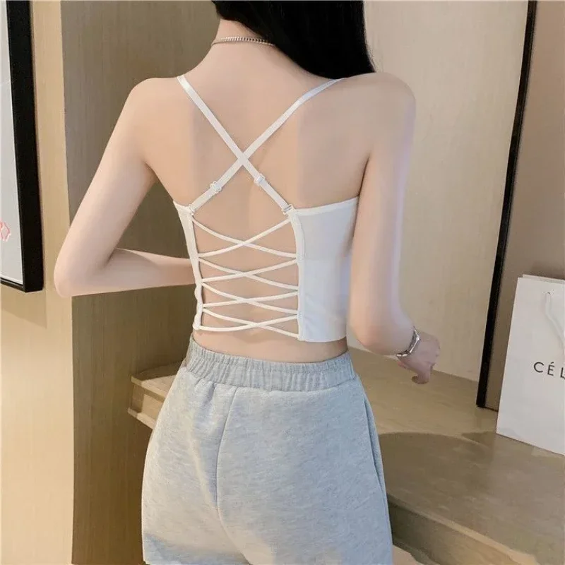 Womens Tops Sexy Tank Top Women Built In Bra Solid Color Camis for Women  Crop Top Off Shoulder Sleeveless Camisole 2022 New
