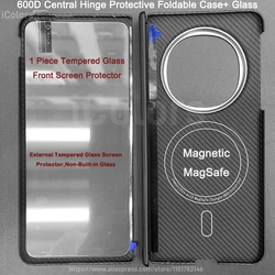 Ultra - Thin Carbon Fiber Magnetic Case with Wireless Charging Support for OPPO Find N5 (Hinge(Mag) and Glass)