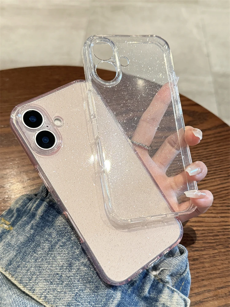 Elegant Bling Glitter Shockproof Clear Phone Case - Soft & Transparent Cover