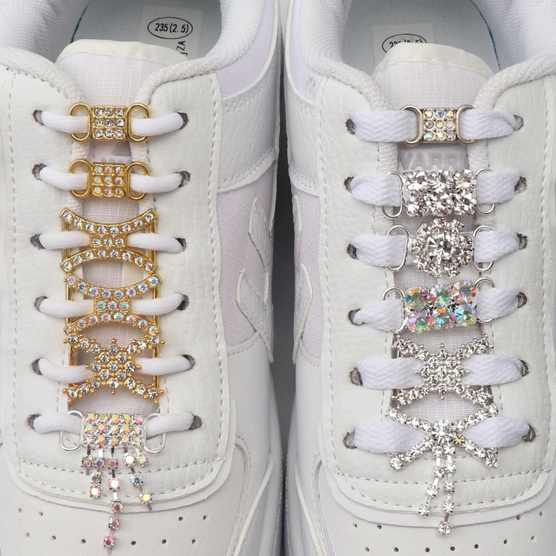 2Pcs Rhinestone Shoe Charm Colorful Jeweled AF1 Sneaker Buckles
