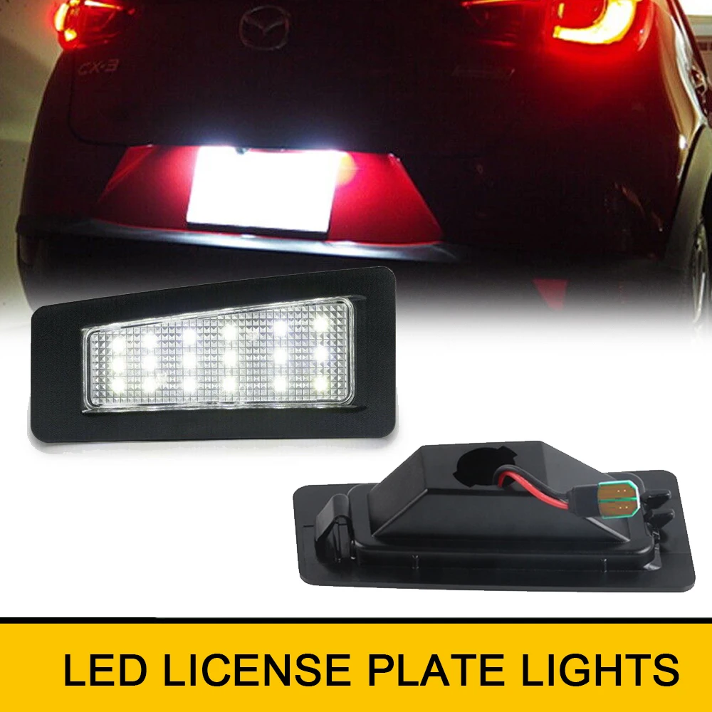 

2Pcs White LED Rear License Number Plate Lights For Mazda 3 Mazda 2 Sedan CX-3 OEM # B45A-51-2L0 6000K