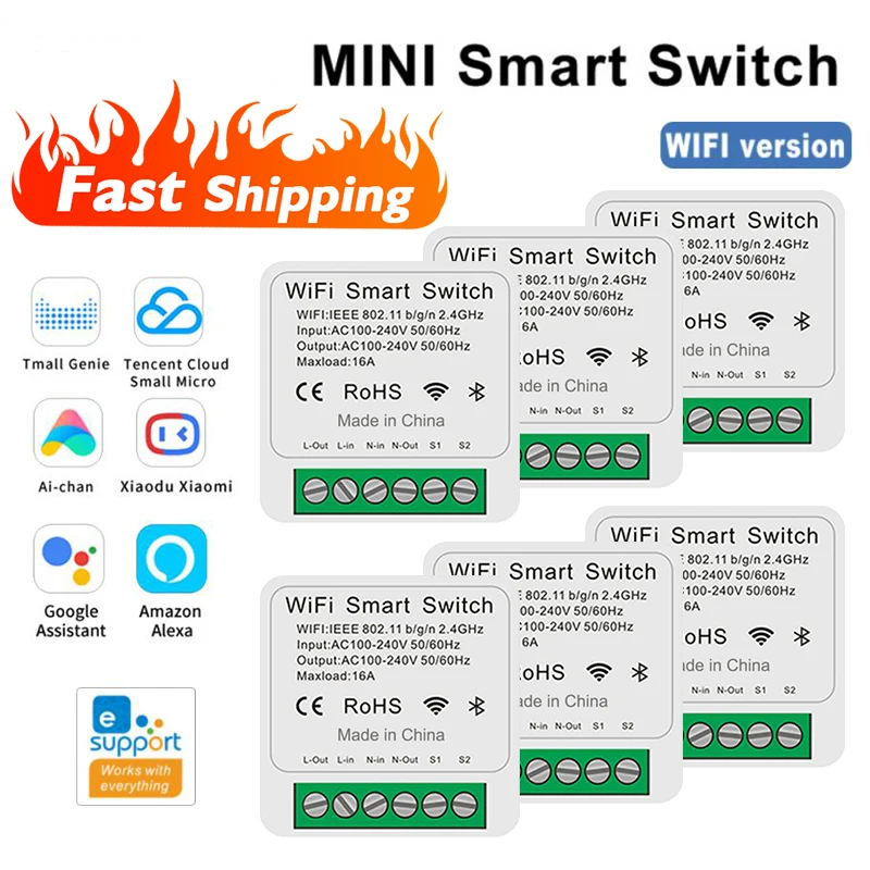 Interrupteur Connecté WiFi Micmi - Compatible Alexa, Google Home, IFTTT - Pour Piloter L'éclairage à Distance (installation Murale)