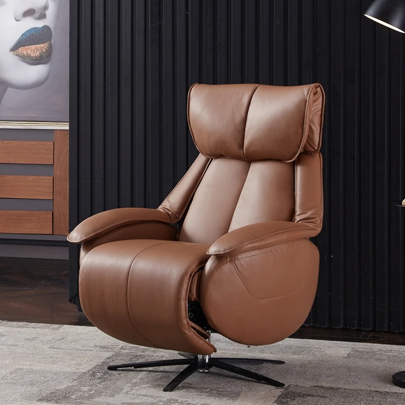 

First-class space Italian luxury leather sofa simple modern living room single multifunctional electric cabin boss lounge chair