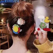 

Newborn Baby Girl Hairpins Cute Cartoon Pattern Hairpins Artificial Leather Velvet Headwear 5 Set Baby Hair Accessories Hot Sale