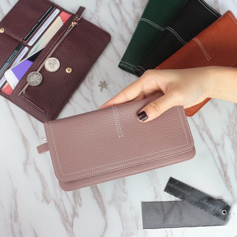 Genuine Cow Leather Slim 4 Card Holder Wallet ladies Simple Fashion Cowhide Credit Card Holder Mobile Wallet Ultra Thin Wallet