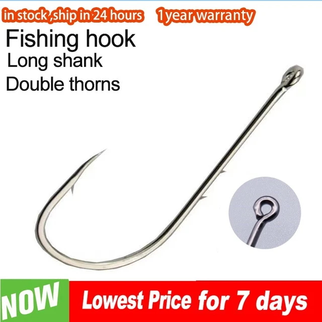 50pcs/ Box Long Shank Fishing Hook 1#-4# Fish Hooks High