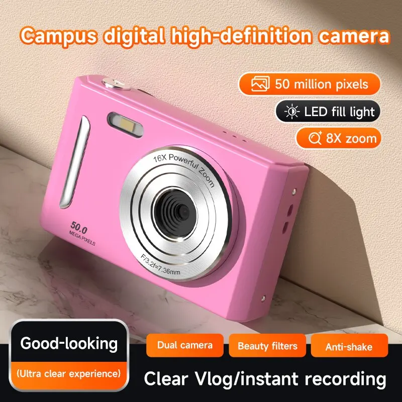 New 4K Digital Camera Dual Camera Flash 50 Million Hd Pixel Pixel Retro 2.4 Inch Screen CCD Portable Card Entry-level Camera