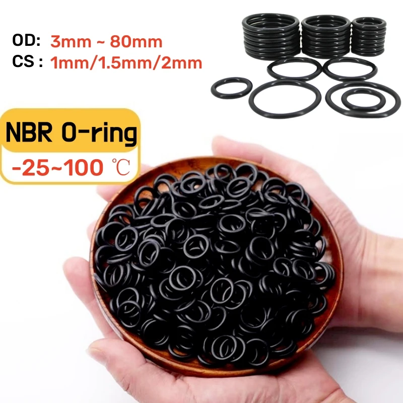 4mm Rubber O Ring Cord 60-Pack Nitrile Rubber O-Rings (4mm OD, 1mm